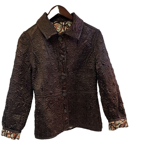 Kaktus Quilted Brown, Orange, Lightweight 2 in 1 Quilted Jacket Size M MSRP $80 - Picture 7 of 16